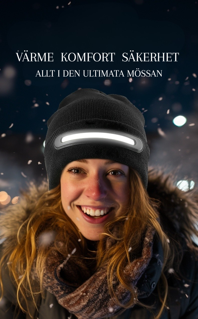 Värmande mössa med kraftfull LED-belysning